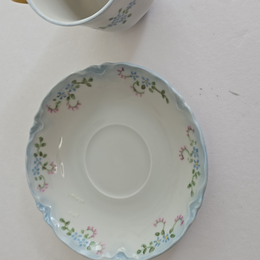 Vintage Set Of 2 Demitasse Cup Saucer Bavaria Hutschenreuther China "Blue Rock" - Picture 6 of 11